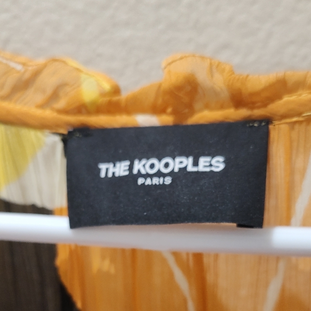 The Kooples Yellow & Black Floral Tie-Neck Blouse - Picture 2 of 4